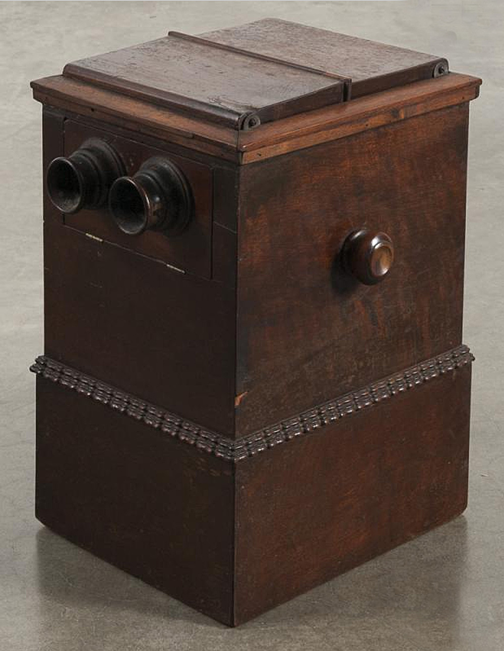 Antique 19th C Mahogany SWEETHEART Table Stereo Viewer Stereoscope 50 